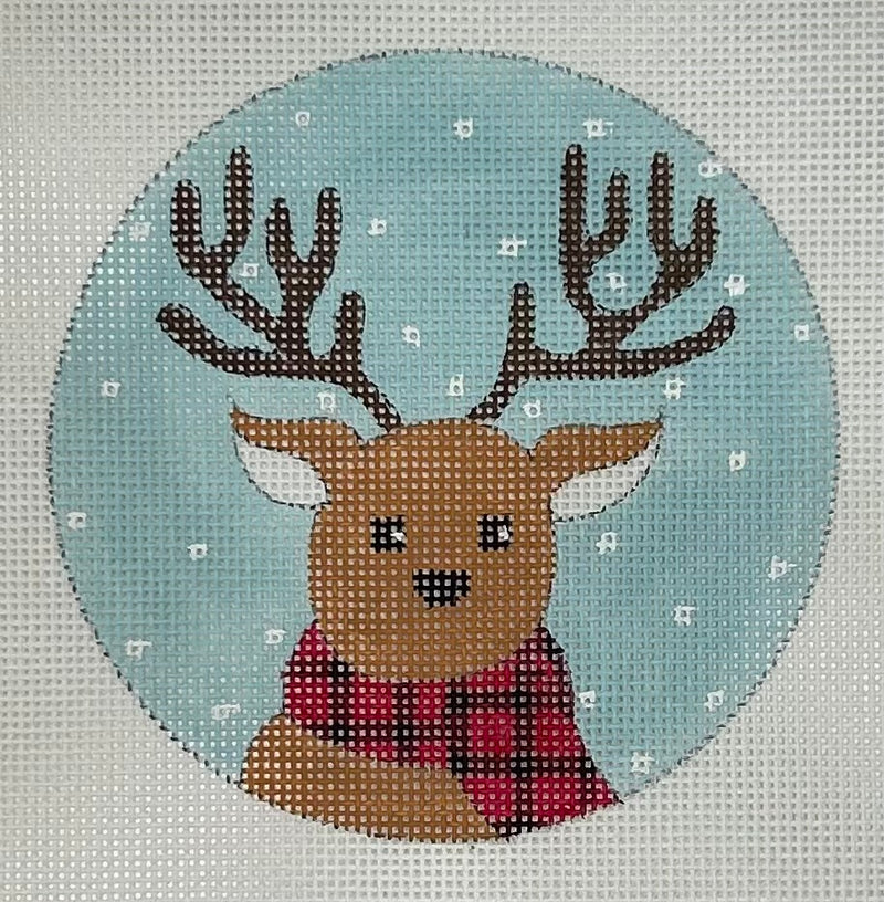 Reindeer on Plaid Scarf Canvas