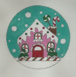 Pink Christmas House Ornament Canvas