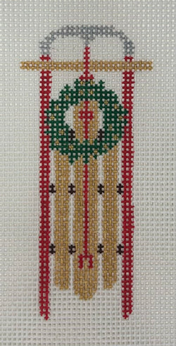 Sled with Wreath Canvas