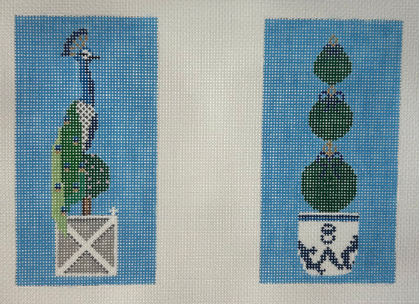 Double Topiary Peacock Sunglass Case Canvas