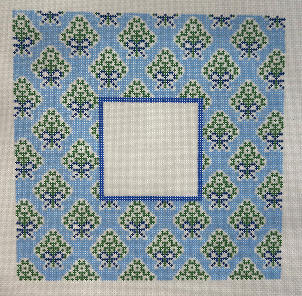 Sky Blue Medallion Frame Canvas