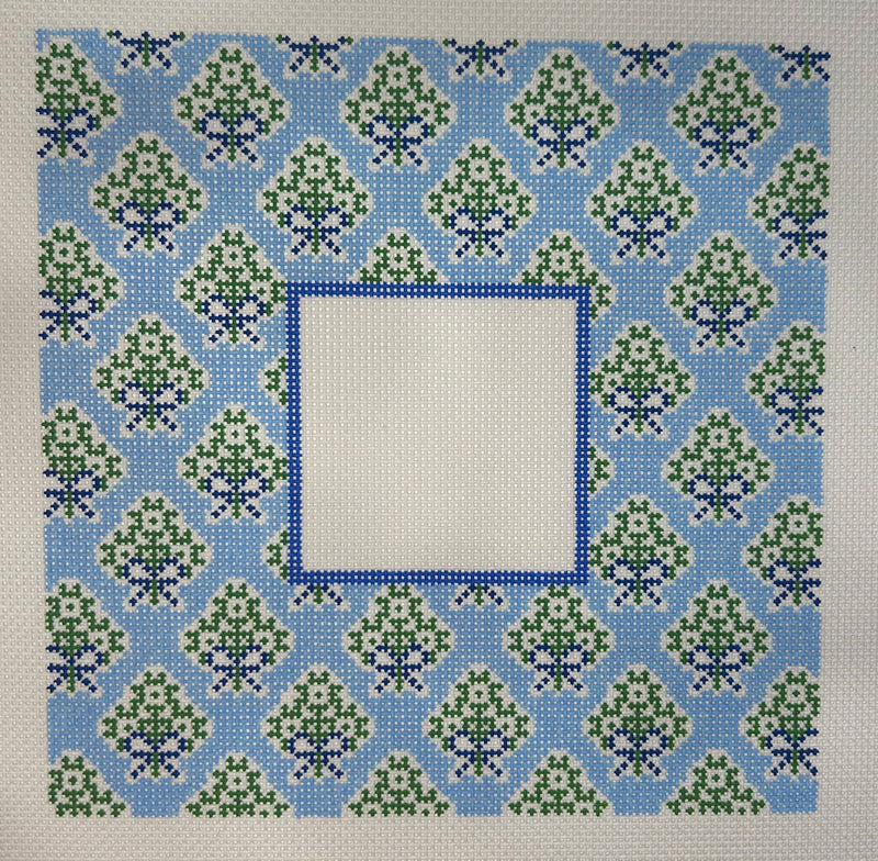 Sky Blue Medallion Frame Canvas