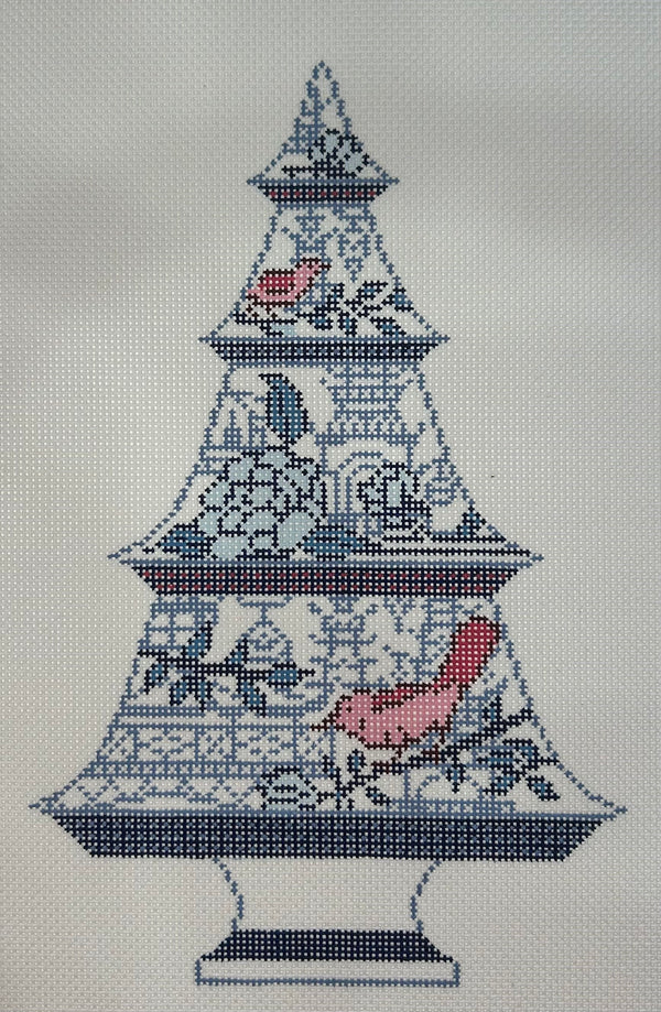 Blue and Red Bird Tree Canvas