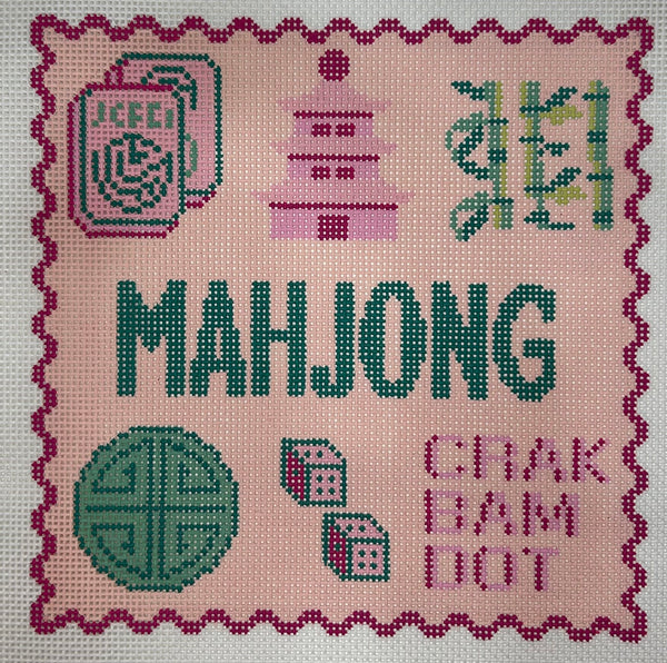 Mahjong Tray in Pink Canvas