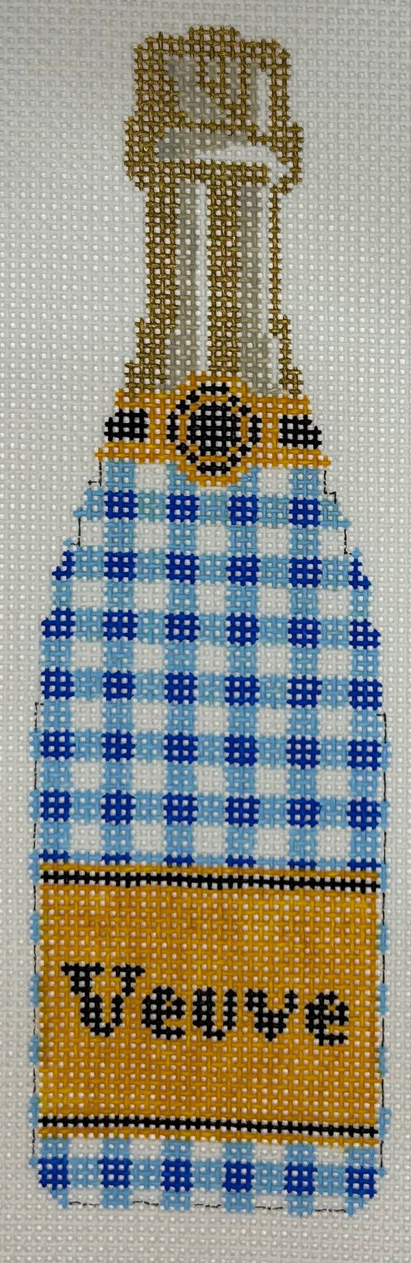 Veuve Bottle- Blue Gingham Canvas