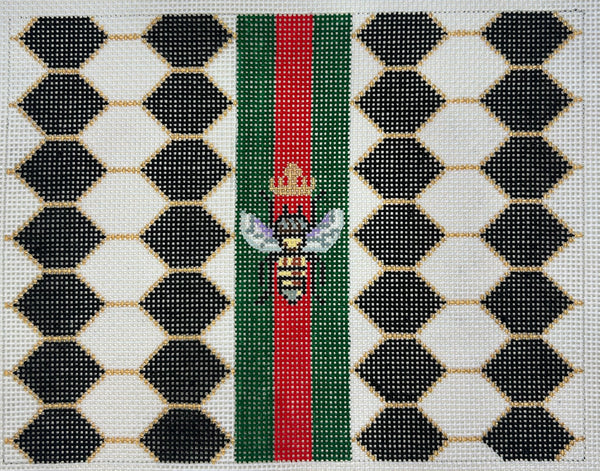 Black and White Bee Hexagon Canvas