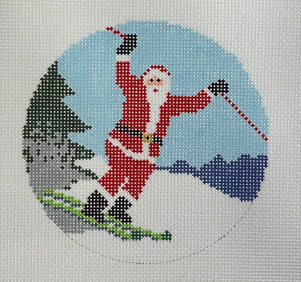 Sporty Santa Canvas- Skiing