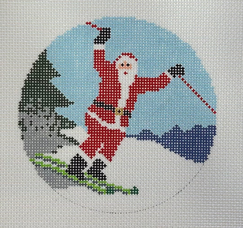 Sporty Santa Canvas- Skiing