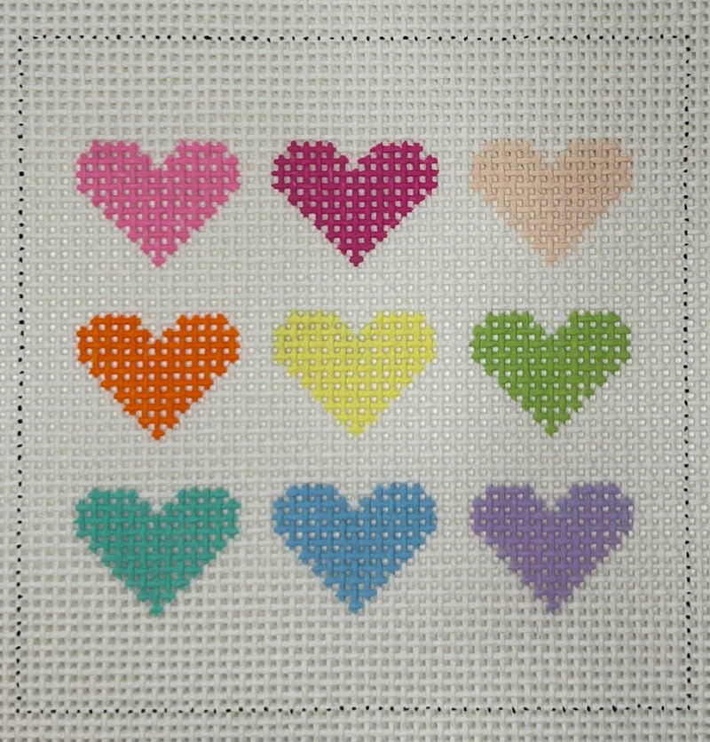 Multi-colored Hearts Canvas