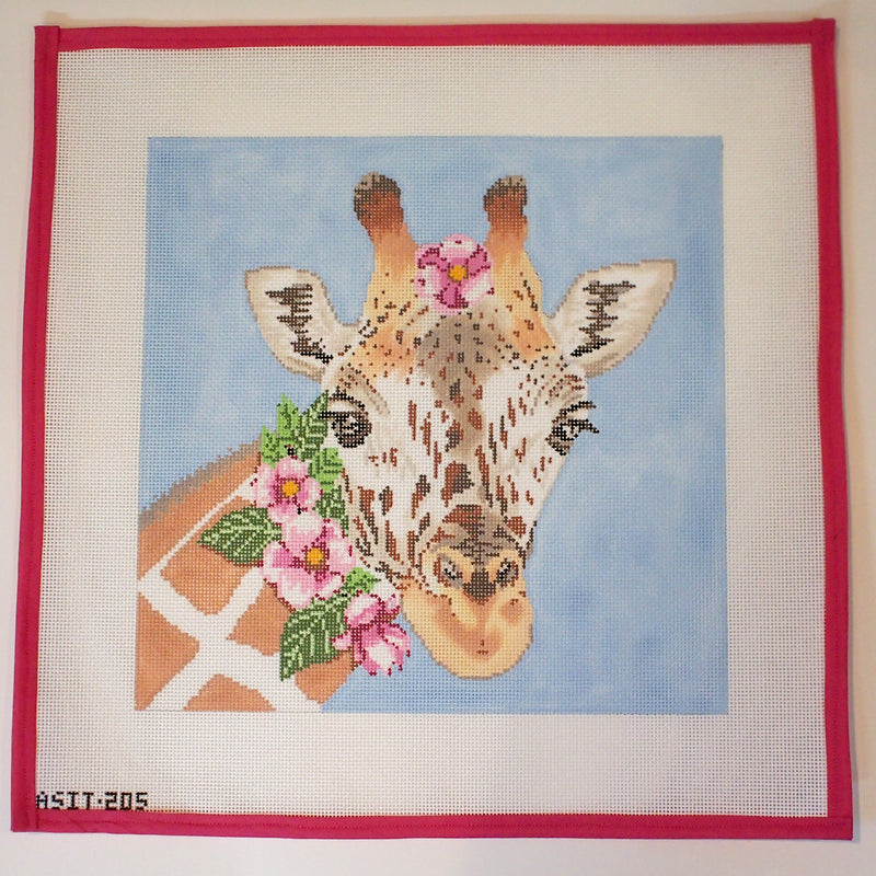 Floral giraffe Needlepoint Canvas - Jackie O's at Krombholz | A Modern Day Stitchery