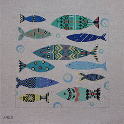 "Blue Patterned Fish Canvas"