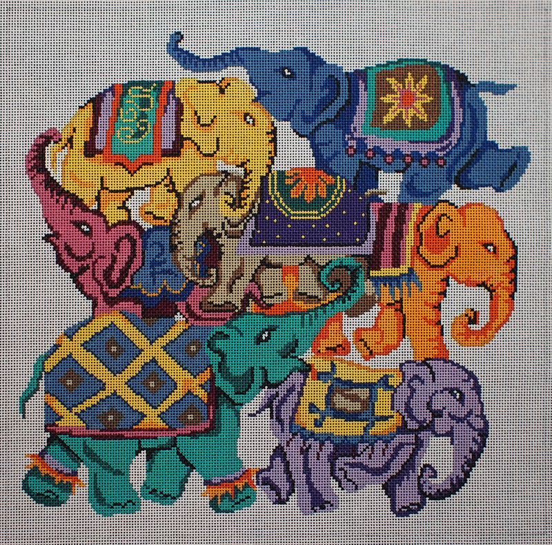 Colorful Elephants Canvas