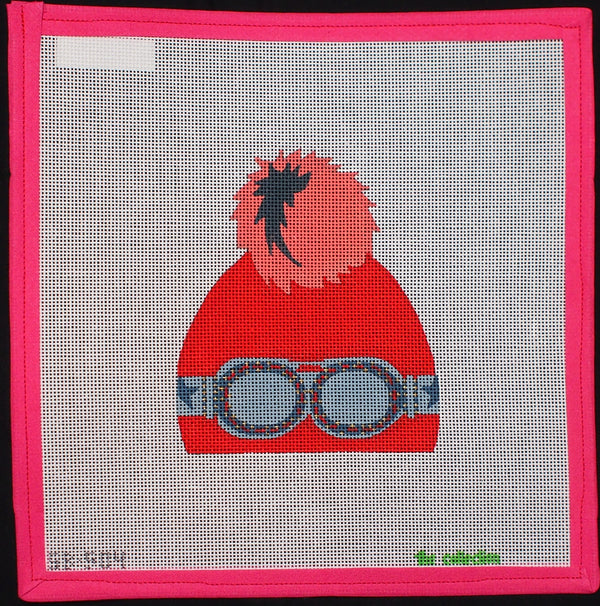 "Red Snow Hat with Goggles Canvas"