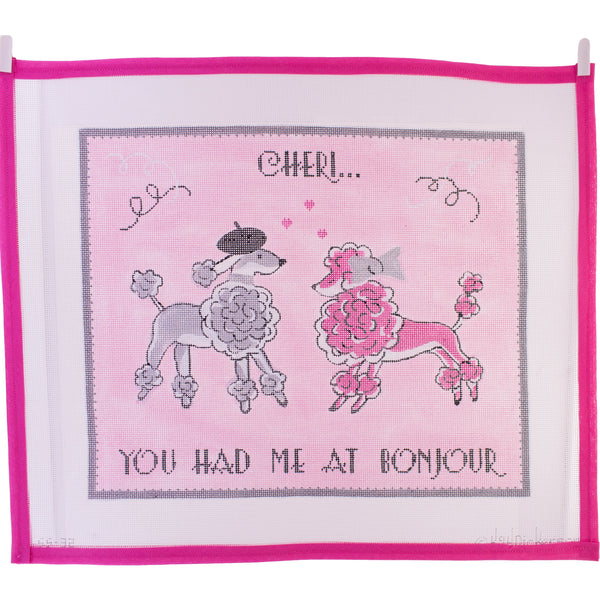 "Cheri… You had me at Bonjour" Needlepoint Canvas - Jackie O's at Krombholz | A Modern Day Stitchery